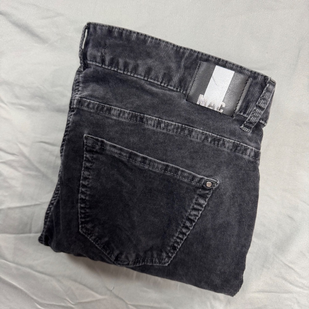 MAC Jeans Slim Triple Zip Grey Corduroy Pants Tapered Mid Rise Womens 32x26.5